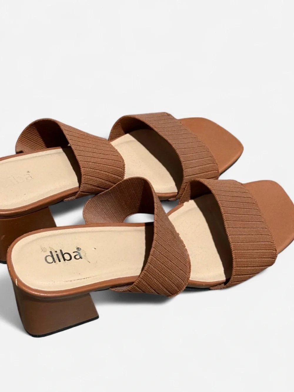 Diba Brown Double-Strap Slide Heels